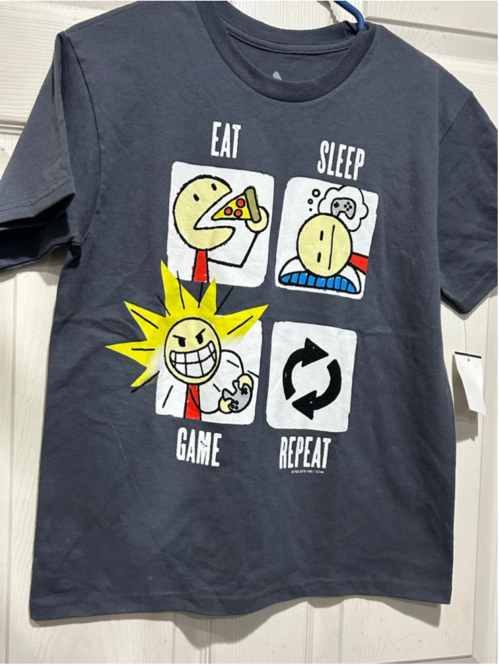 Boys Audio Council Charcoal Eat Sleep Game Repeat Short Sleeve Tee M